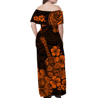 Hawaii Matching Hawaiian Shirt And Dress PolynesiaOrange Ukulele Flowers LT13 - Wonder Print Shop