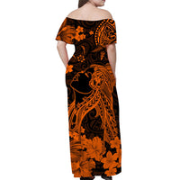Hawaii Matching Hawaiian Shirt And Dress PolynesiaOrange Beautiful Hula Girl LT13 - Wonder Print Shop