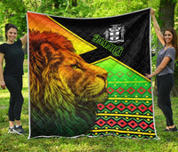 Jamaica Lion Premium Quilt Jamaican Pattern Version Reggae Colors LT13 - Wonder Print Shop