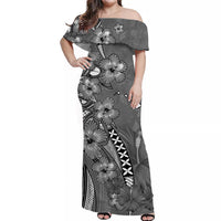 Personalised Hawaii Matching Hawaiian Shirt And Dress PolynesiaGray Hibiscus and Map Mystical LT13 - Wonder Print Shop