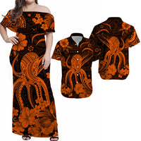 Hawaii Matching Hawaiian Shirt And Dress Polynesia Orange Octopus LT13 - Wonder Print Shop