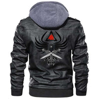 Viking Clothing Viking A Helmet Of The and Two Swords Valknut Zipper Leather Jacket RLT12 - Wonder Print Shop