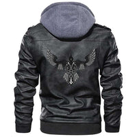 Viking Clothing Viking A Raven With Open Wings Sign Of Vikingst Zipper Leather Jacket RLT12 - Wonder Print Shop