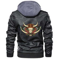 Viking Clothing Viking A Yak Skull and Equipment Zipper Leather Jacket RLT12 - Wonder Print Shop