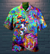 Hippie Mushroom Stay Trippy Little Hippie Colorful Hawaiian Shirt - Wonder Print Shop
