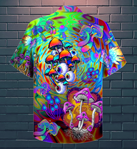 Hippie Mushroom Stay Trippy Little Hippie Colorful Hawaiian Shirt - Wonder Print Shop