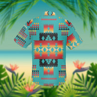 Blue Native Tribes Pattern Native American Hawaiian Shirt 3D LT10 - Wonder Print Shop