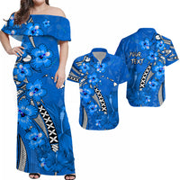 Personalised Hawaii Matching Hawaiian Shirt And Dress Polynesia Blue Hibiscus and Map Mystical LT13 - Wonder Print Shop