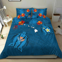 Hawaiian Islands Bedding Set - Hawaii Tropical Flowers and Turtles Blue LT13 - Wonder Print Shop