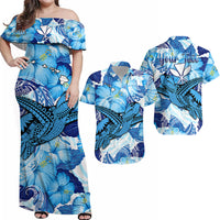 Personalised Hawaii Matching Hawaiian Shirt And Dress Blue Polynesian Turtle and Hibiscus LT13 - Wonder Print Shop