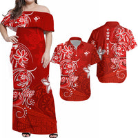 Personalised Hawaii Matching Hawaiian Shirt And Dress Polynesia Red Sea Turtle Honu and Map LT13 - Wonder Print Shop