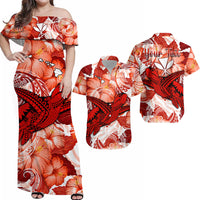 Personalised Hawaii Matching Hawaiian Shirt And Dress Red Polynesian Turtle and Hibiscus LT13 - Wonder Print Shop