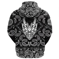 Viking Hoodie Abstract Horned Dragon with Bandana Paisley Style RLT12 - Wonder Print Shop