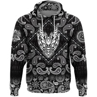 Viking Hoodie Abstract Horned Dragon with Bandana Paisley Style RLT12 - Wonder Print Shop