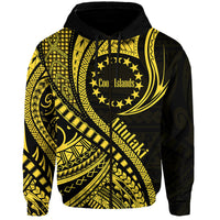 Aitutaki Cook Islands Hoodie Gold Polynesian Wave Style - Wonder Print Shop