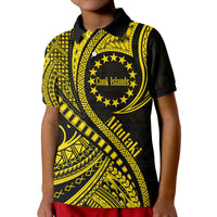 Aitutaki Cook Islands Polo Shirt Gold Polynesian Wave Style - Wonder Print Shop