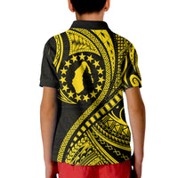 Aitutaki Cook Islands Polo Shirt Gold Polynesian Wave Style - Wonder Print Shop