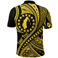 Custom Aitutaki Cook Islands Polo Shirt Gold Polynesian Wave Style - Wonder Print Shop