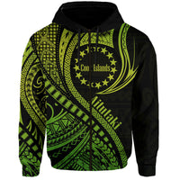 Custom Personalised Aitutaki Cook Islands Hoodie Green Polynesian Wave Style - Wonder Print Shop