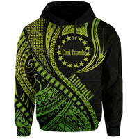 Aitutaki Cook Islands Hoodie Green Polynesian Wave Style - Wonder Print Shop