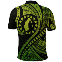 Aitutaki Cook Islands Polo Shirt Green Polynesian Wave Style - Wonder Print Shop