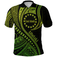Custom Aitutaki Cook Islands Polo Shirt Green Polynesian Wave Style - Wonder Print Shop