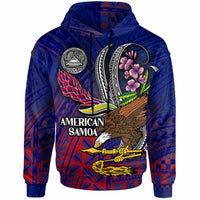 American Samoa Hoodie Custom Seal With National Flowers Polynesian Patterns LT10 - Wonder Print Shop