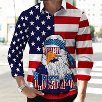 American Flag Eagle Style Long Sleeve Button Shirt RLT12 - Wonder Print Shop