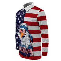 American Flag Eagle Style Long Sleeve Button Shirt RLT12 - Wonder Print Shop