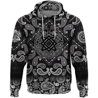Viking Hoodie Ancient Slavic Ornament Symbols Of Slavic Gods with Bandana Paisley Style RLT12 - Wonder Print Shop