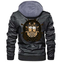 Viking Clothing Viking Ancient Vessel Shisha Logo Zipper Leather Jacket RLT12 - Wonder Print Shop