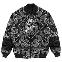 Viking Bomber Jacket Ancient Warrior Skull with Bandana Paisley Style RLT12 - Wonder Print Shop