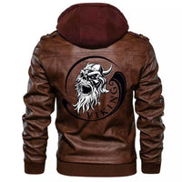 Viking Clothing Viking Ancient Warrior Skull Zipper Leather Jacket RLT12 - Wonder Print Shop