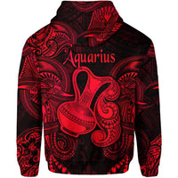 Aquarius Zodiac Polynesian Hoodie Unique Style Red LT8 - Wonder Print Shop