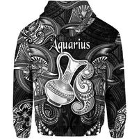 Aquarius Zodiac Polynesian Zip Hoodie Unique Style Black LT8 - Wonder Print Shop