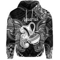 Custom Aquarius Zodiac Polynesian Hoodie Unique Style Black LT8 - Wonder Print Shop