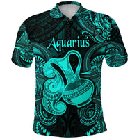 Custom Aquarius Zodiac Polynesian Polo Shirt Unique Style Turquoise LT8 - Wonder Print Shop