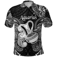 Custom Aquarius Zodiac Polynesian Polo Shirt Unique Style Black LT8 - Wonder Print Shop