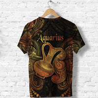 Aquarius Zodiac Polynesian T Shirt Unique Style Gold LT8 - Wonder Print Shop