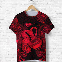 Custom Aquarius Zodiac Polynesian T Shirt Unique Style Red LT8 - Wonder Print Shop