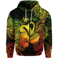 Aquarius Zodiac Polynesian Zip Hoodie Unique Style Reggae LT8 - Wonder Print Shop