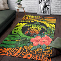 Polynesian Turtle Area Rug Circle Turtle Hibiscus Reggae LT9 - Wonder Print Shop