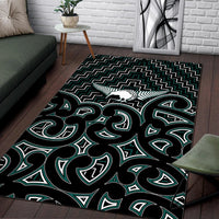 New Zealand Area Rug Maori Graphic Tee patterns Green LT6 - Wonder Print Shop