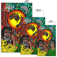 Australia Aboriginal Kangaroo Combine New Zealand Maori Kiwi Bird Area Rug LT2 - Wonder Print Shop