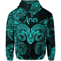 Aries Zodiac Polynesian Hoodie Unique Style Turquoise LT8 - Wonder Print Shop