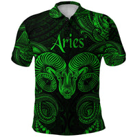 Custom Aries Zodiac Polynesian Polo Shirt Unique Style Green LT8 - Wonder Print Shop