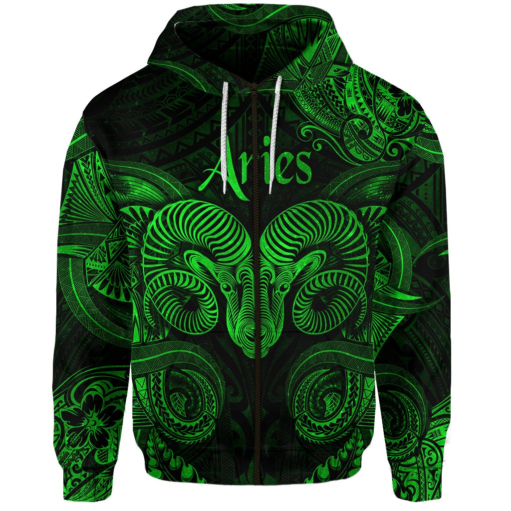 custom-personalised-aries-zodiac-polynesian-zip-hoodie-unique-style-green