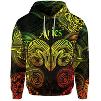 Aries Zodiac Polynesian Zip Hoodie Unique Style Reggae LT8 - Wonder Print Shop
