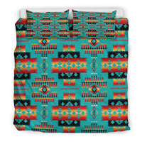 Blue Native Tribes Pattern Native American Bedding Set LT10 - Wonder Print Shop