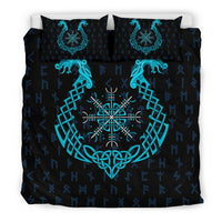 Viking Bedding Set, Aegishjalmur Helm Of Awe Blue Edition RLT12 - Wonder Print Shop